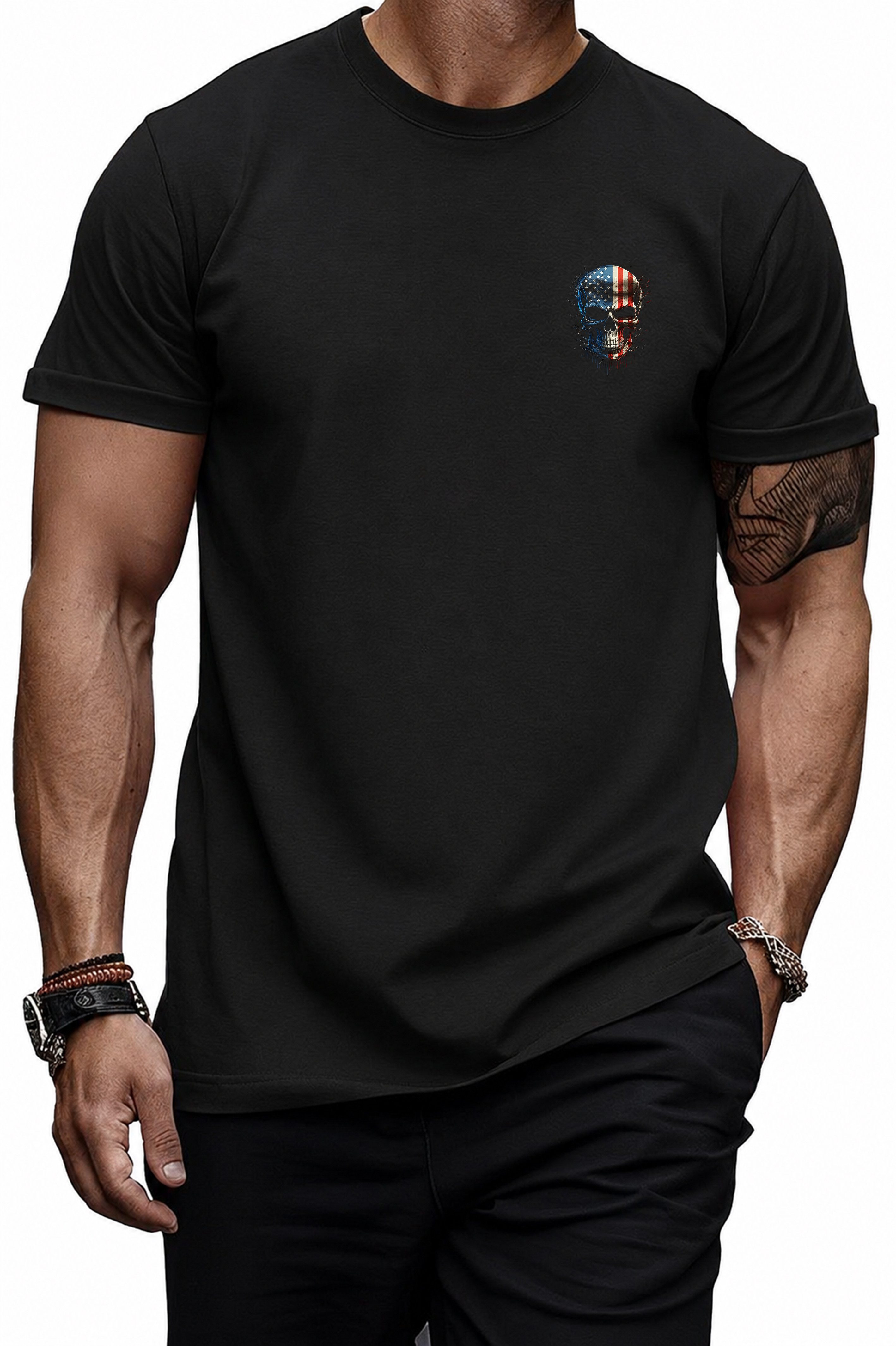 Banco T-Shirt Herren Shirt Skull Totenkopf Schädel Skelett USA US aus Baumwolle