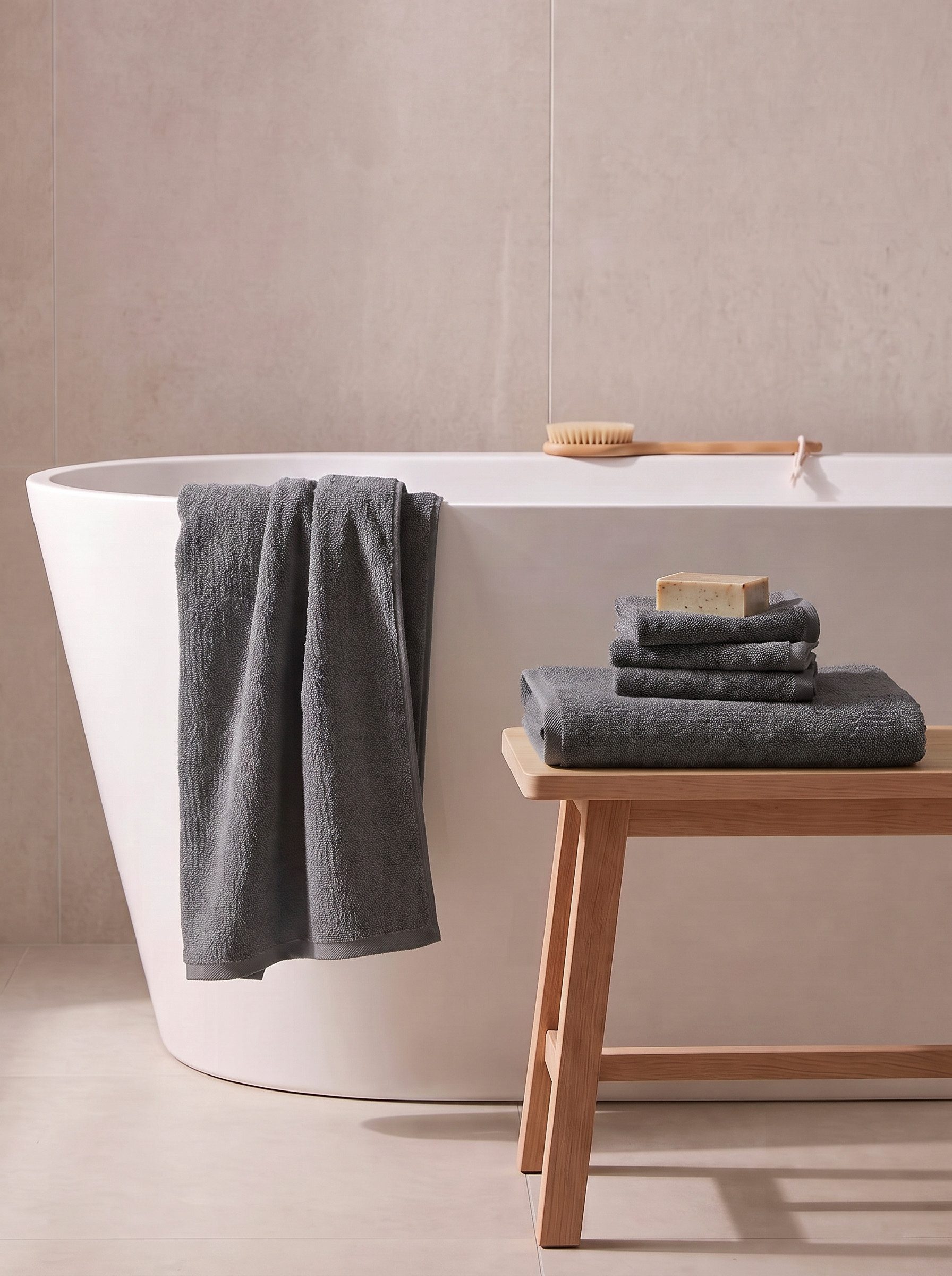 OTTO home Badetuch Riva, 80x150, Premium Handtücher, 500 gr/m², Webfrottier (1-St), Hoch-Tief-Struktur, Streifen, weich, 5 Jahre Garantie