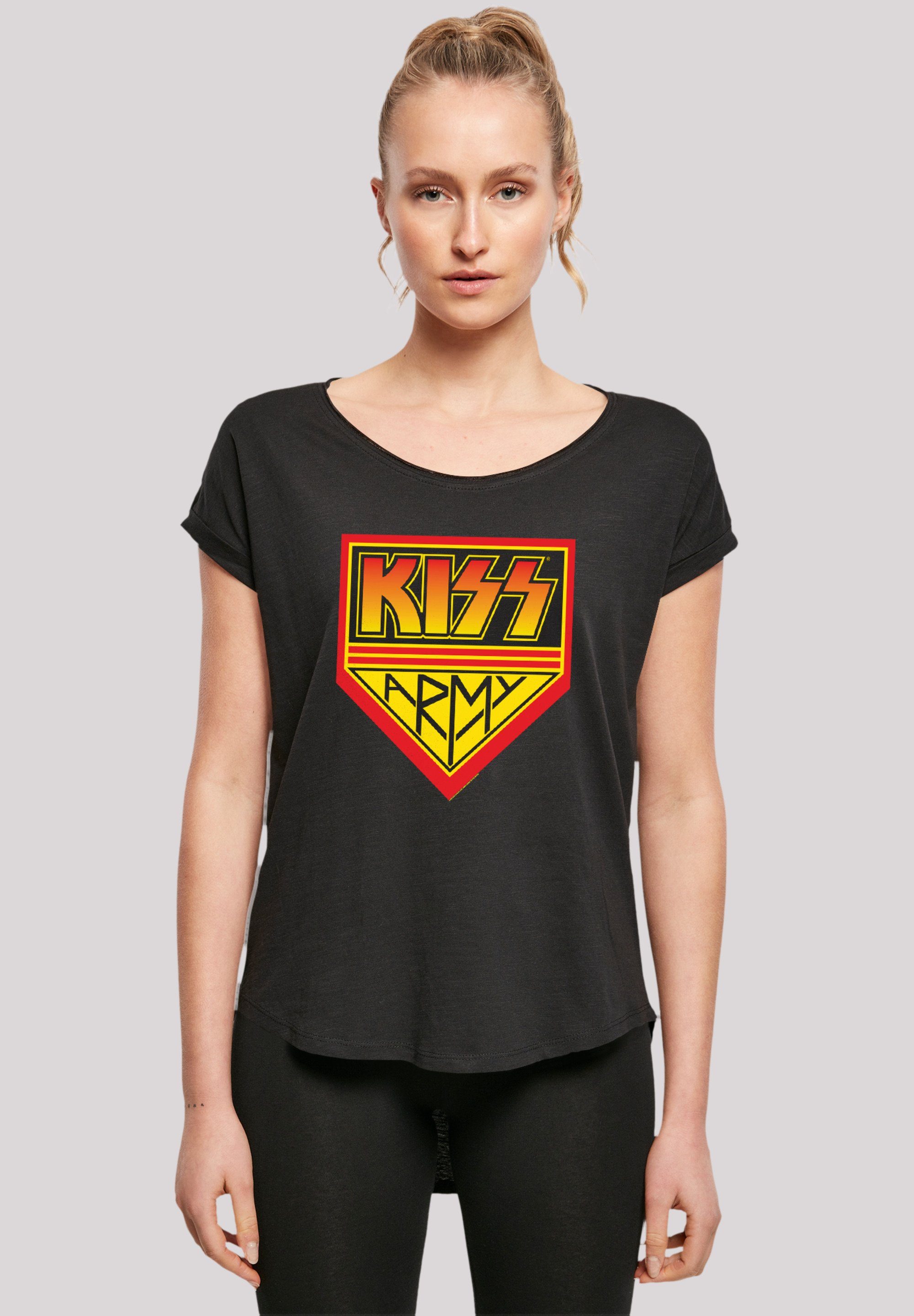 F4NT4STIC T-Shirt Rock lang Kiss Hinten By Logo Band Off, Army T-Shirt Premium Musik, Rock Damen extra geschnittenes Qualität