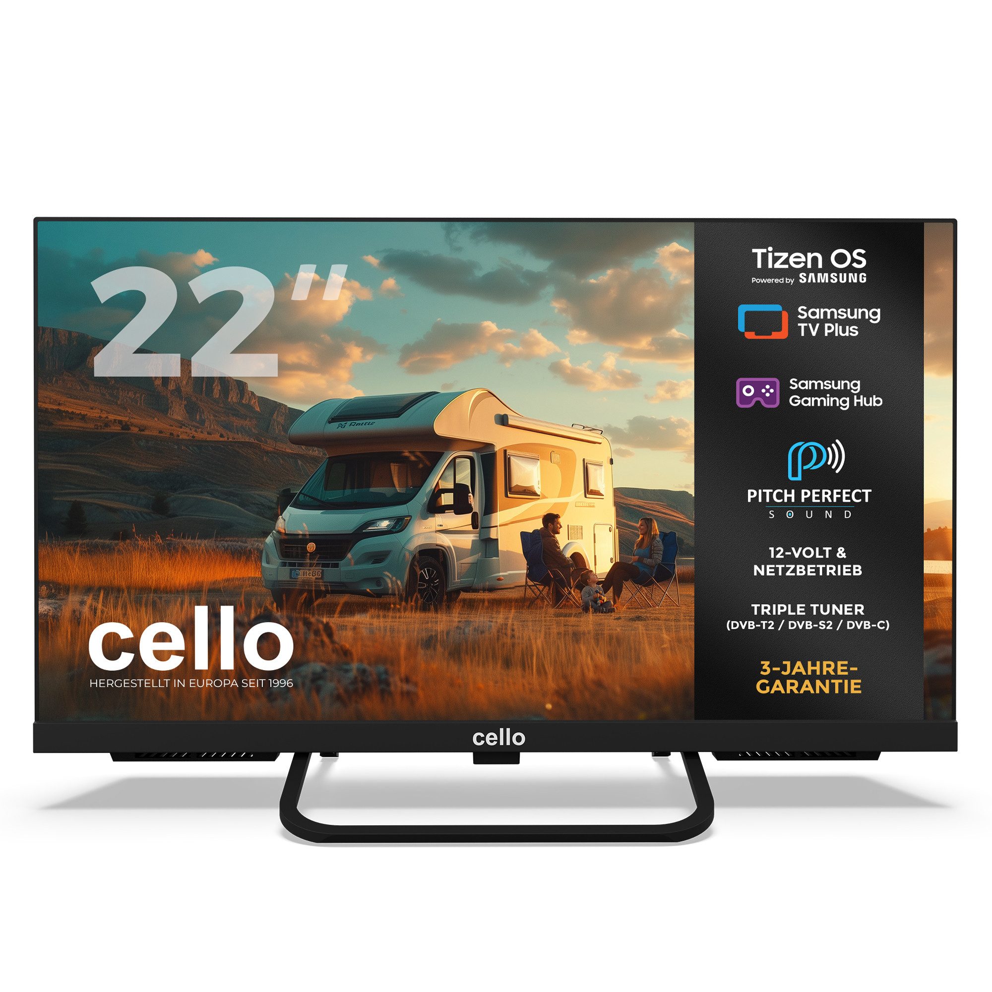 Cello CTrav-22TZ LED-Fernseher (55,88 cm/22 Zoll, Full HD, Smart-TV, Smart Tizen OS powered by Samsung, Pitch Perfect Sound)