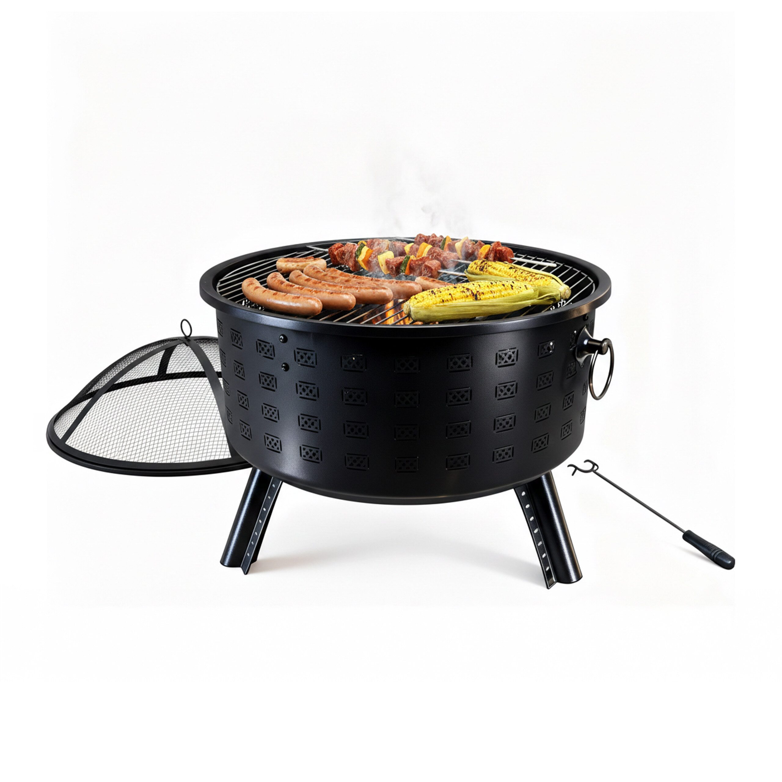 relaxdays Feuerschale mit Grillrost