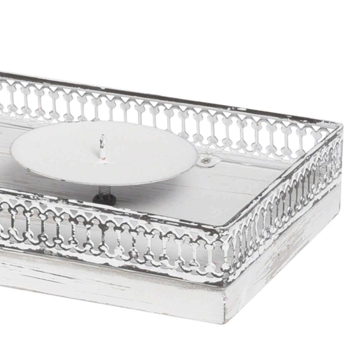 Posiwio Kerzenhalter Eleganter Kerzenhalter Shabby Chic 60cm Weiß - Metall & Holz
