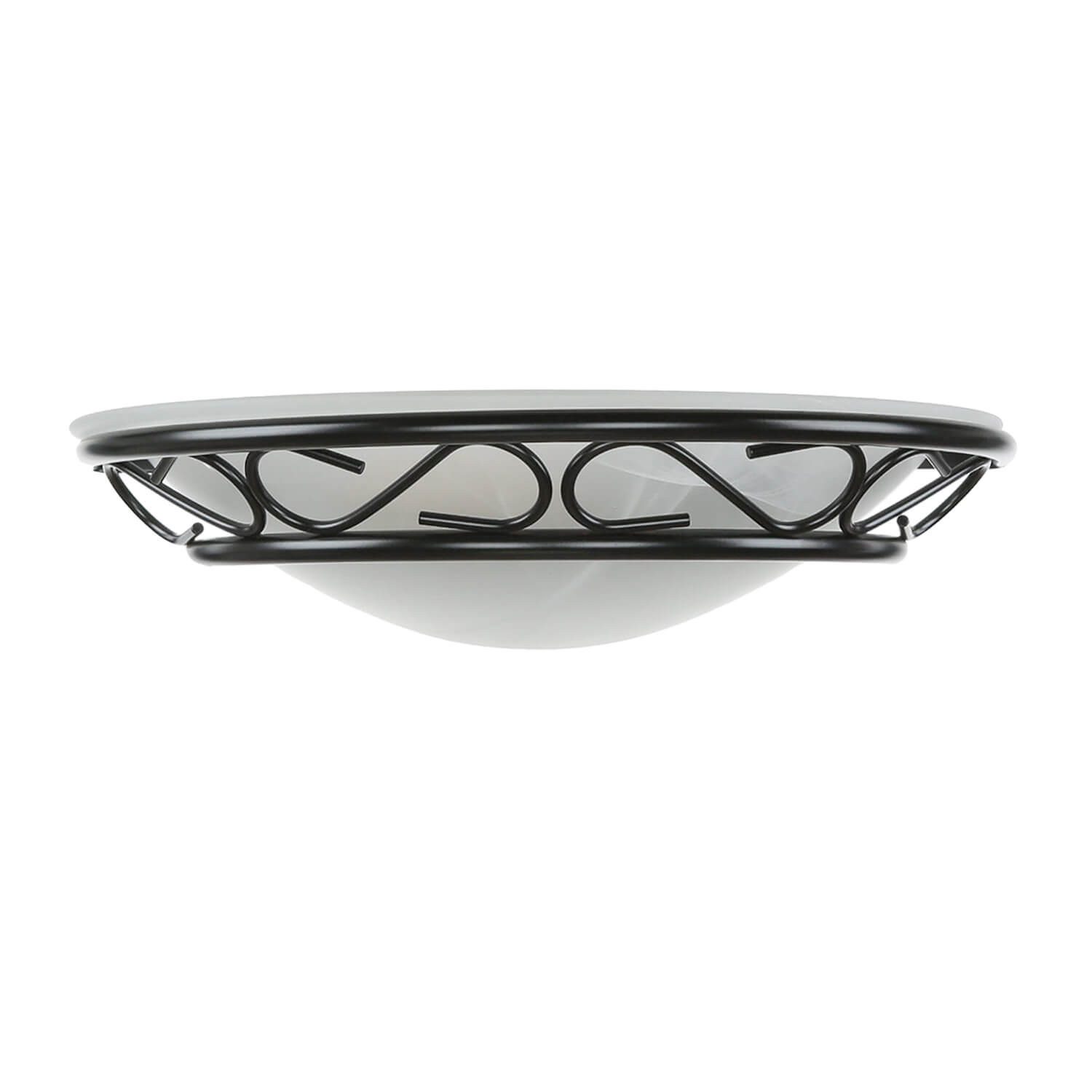 Licht-Erlebnisse Wandleuchte ATHEN, ohne Leuchtmittel, Glas Metall B: 30 cm klein Landhaus Rustikal Schwarz Weiß E14