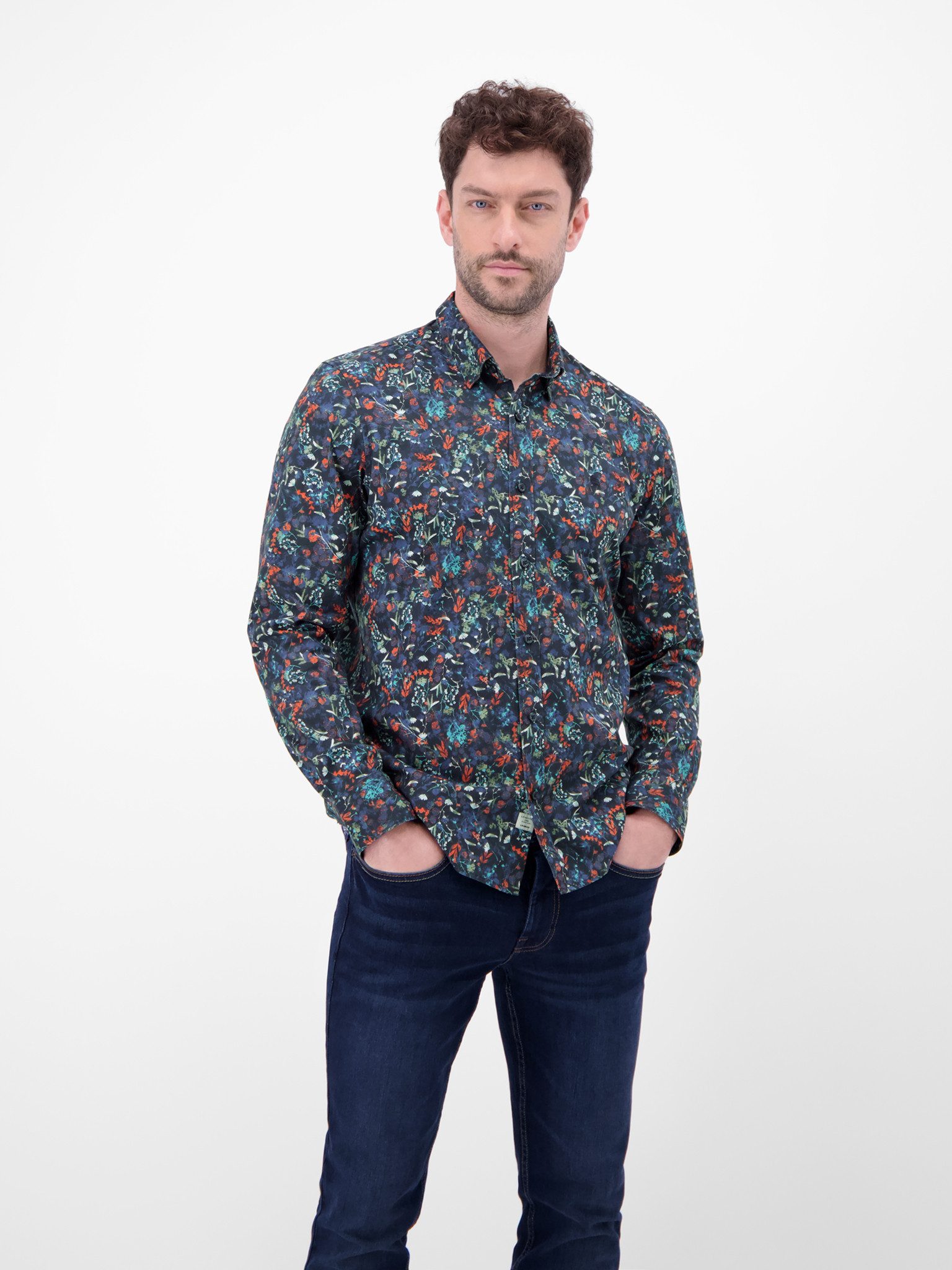 LERROS Langarmhemd mit Allover-Print, geblümt