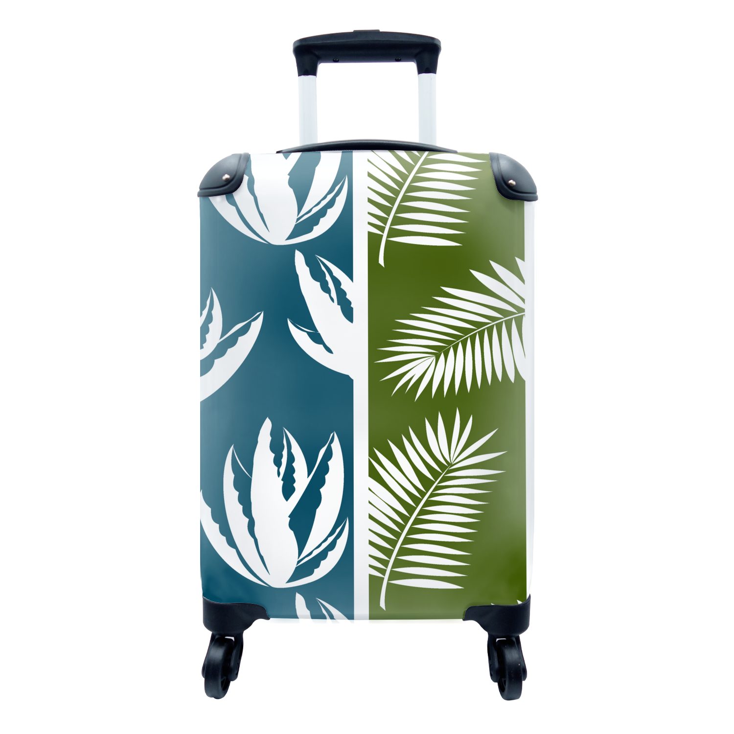 MuchoWow Handgepäckkoffer Blätter - Tropisch - Gestaltung - Hawaii, 4 Rollen, Reisetasche mit rollen, Handgepäck für Ferien, Trolley, Reisekoffer