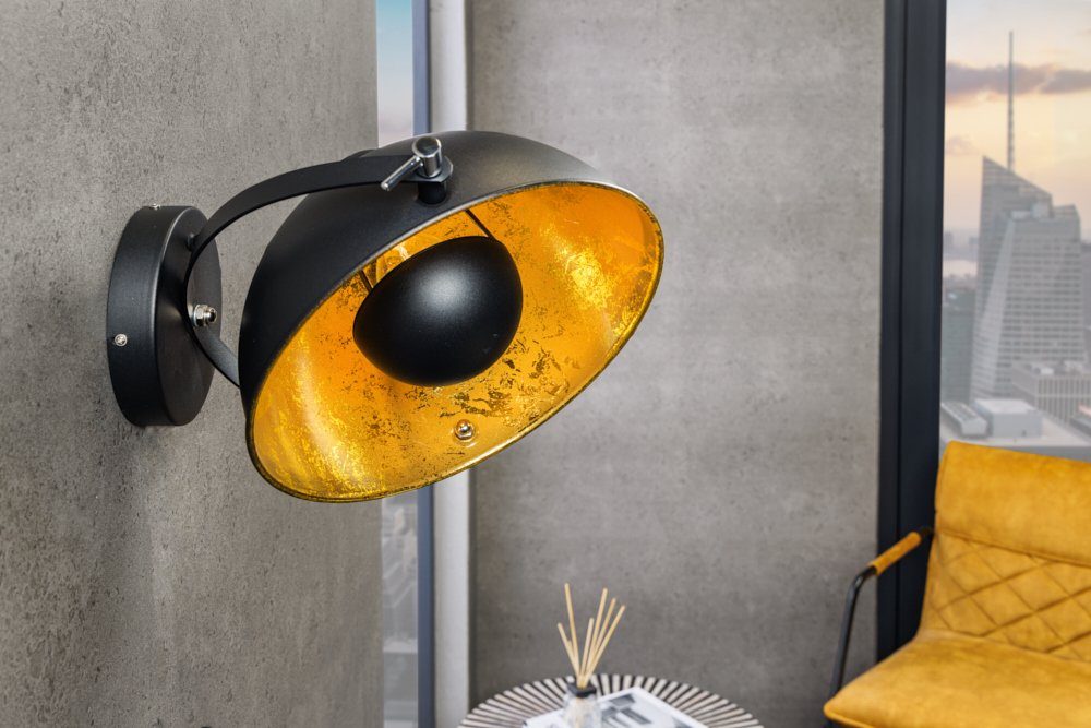 riess-ambiente Wandleuchte STUDIO 38cm schwarz / gold, ohne Leuchtmittel, Wohnzimmer · Metall · Industrial · Schlafzimmer