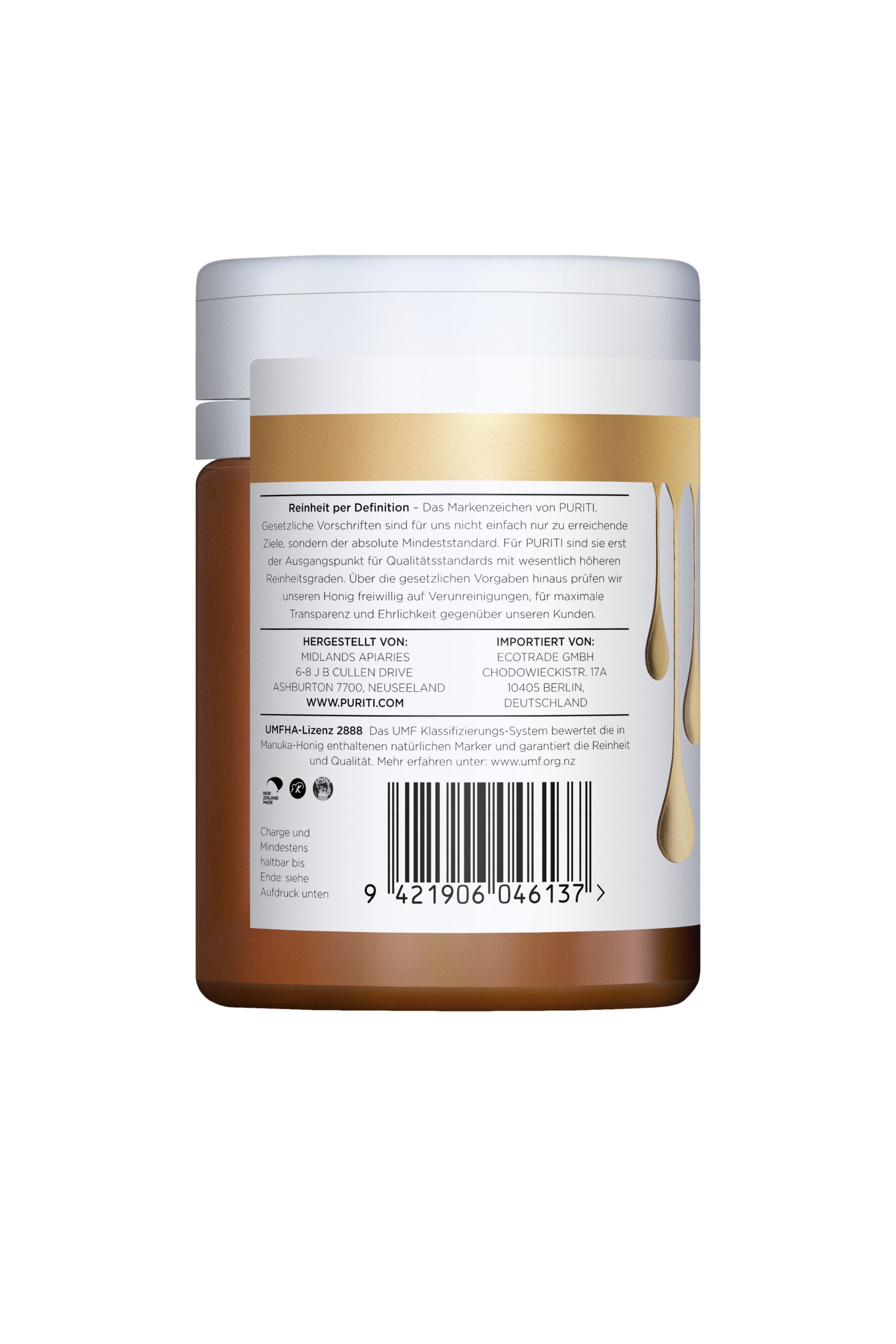 PURITI Honig Manuka-Honig MGO 850+, 250 g, 1 St. – Bild 2 von 3