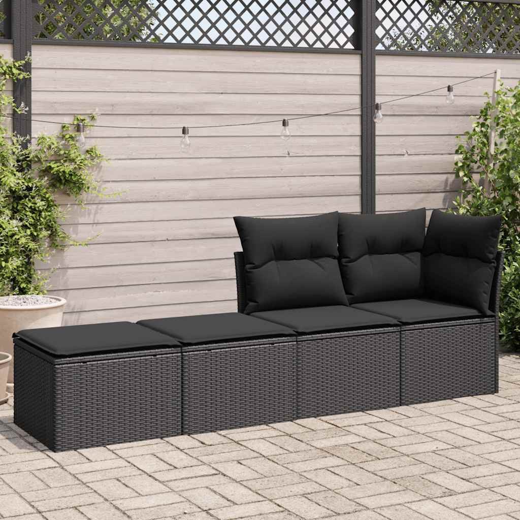vidaXL Gartenlounge-Set 2-tlg. Garten-Sofagarnitur mit Kissen Schwarz Poly günstig online kaufen
