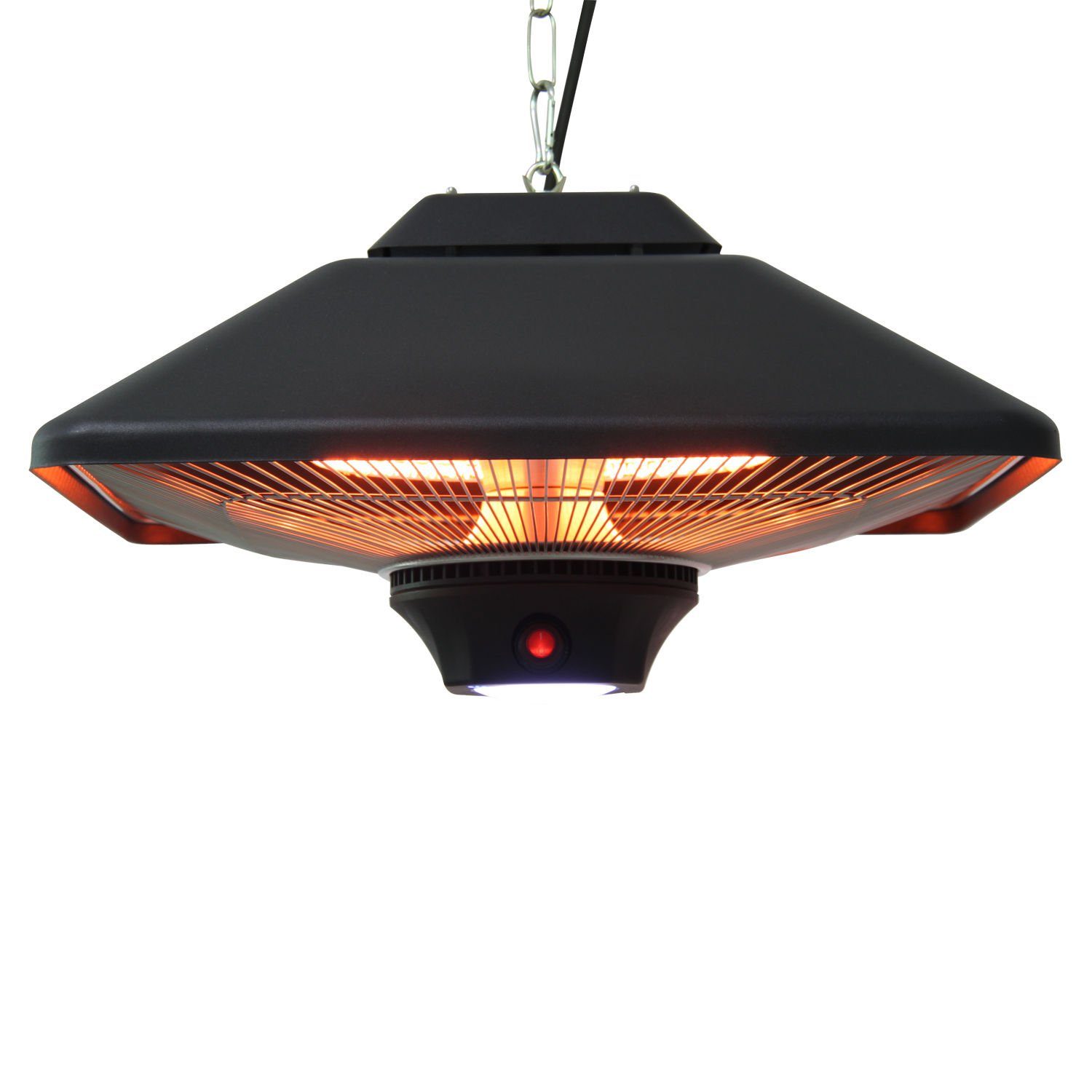Outsunny Heizstrahler Terrassenstrahler Heizstrahler mit Fernbedienung LED Beleuchtung, 2000 W, für Außenbereich, Schwarz