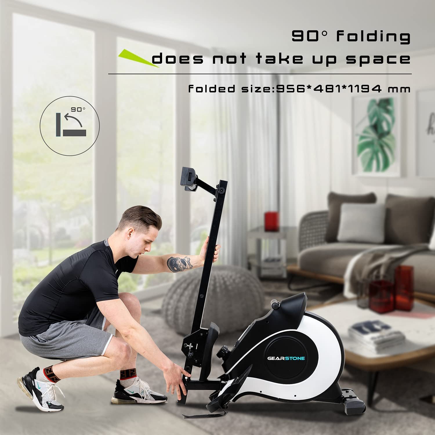 CITYSPORTS Rudergerät GEARSTONE HC1 Rudergerät Fitness Gewichtsverlust, Faltbarer Rudergerät, hochwertiger magnetischer