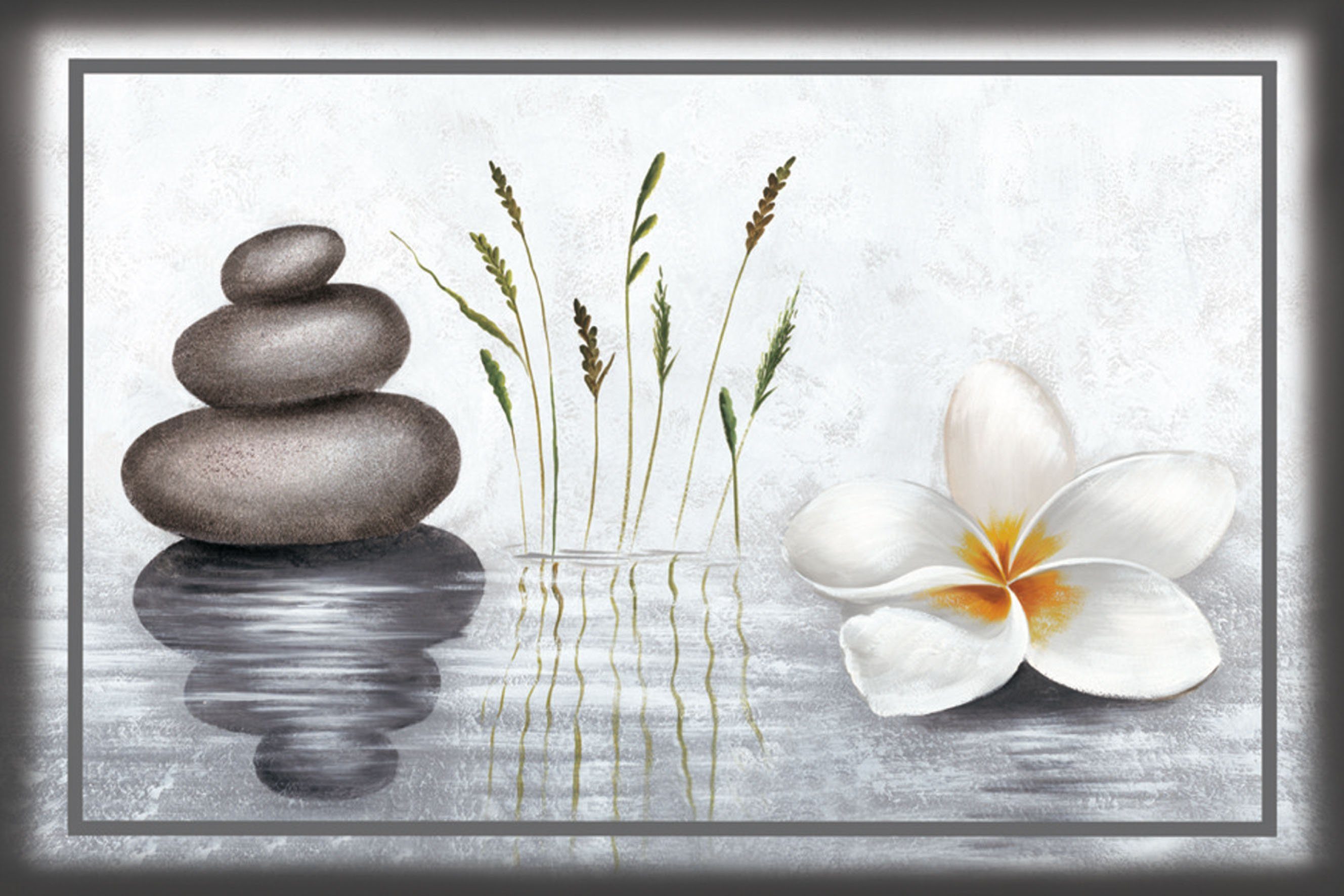 Bönninghoff Leinwandbild Wandbild WELLNESS ZEN 60x90 cm – Leinwandbild Keilrahmen Deko modern, Spa Bilder, Stein, Zen (1 St), auf Keilrahmen gespannt