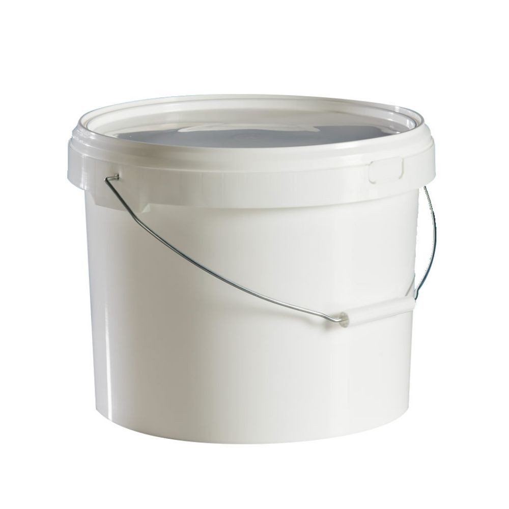 Trevendo Baueimer Leereimer mit Deckel 15 Liter weiß, (Leereimer mit Deckel und Metallbügel), lebensmittelecht