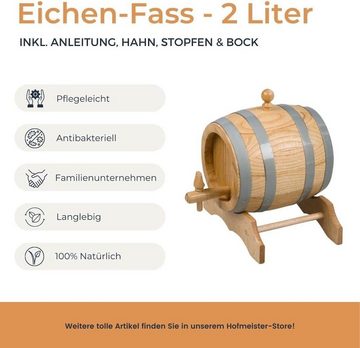 Hofmeister Holzkiste, Eichenfass Weinfass Wiskyfass Schnapsfass 2 Liter