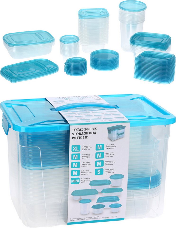 Koopman Vorratsdose Aufbewahrung Küche XXL Türkis 100 Tlg. Set, Kunststoff, (Set, 100-tlg., Packung), 100tlg, XXL-Set, Vorratsbehälter, mit Deckel, Kunststoff
