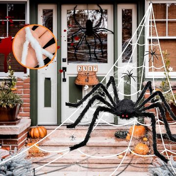 GelldG Spinnrute Halloween Deko, Spinnennetz, Halloween großer Spinne, Gruselige
