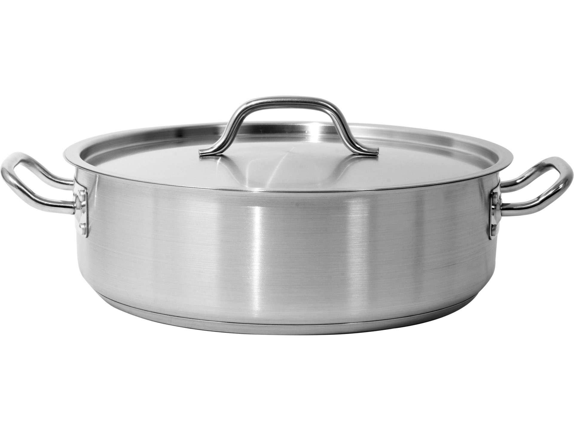 TRIZERATOP Kochtopf Niedriger Schmortopf mit Deckel 36x11 cm, 11,2 l, (Niedriger Schmortopf mit Deckel 36x11 cm, 11,2 l, Niedriger Schmortopf mit Deckel 36x11 cm, 11,2 l), satiniert