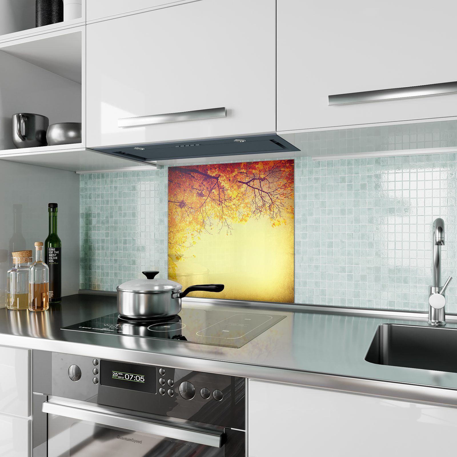 Glas Küchenrückwand Primedeco Motiv Herbst Spritzschutz Mystischer Küchenrückwand mit