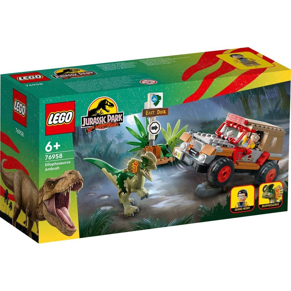 LEGO® Jurassic Park 76958 - Hinterhalt des Dilophosaurus Konstruktionsspielsteine, (211 St), Dinosaurier Bauset, Spielset ab 6 Jahren