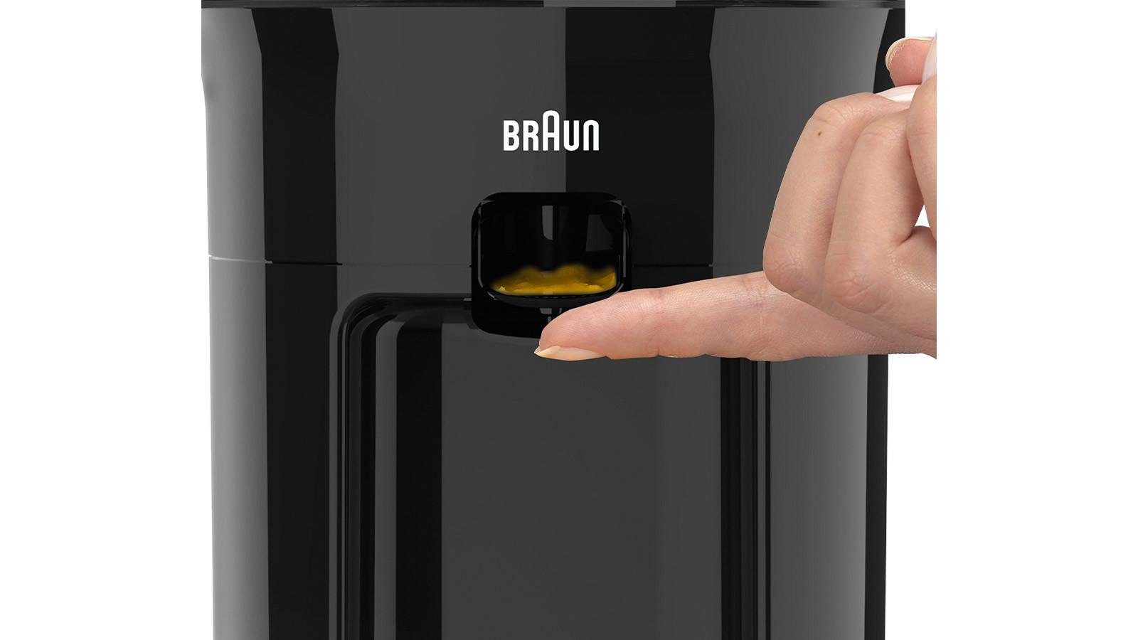 Braun Zitruspresse CJ 3050 schwarz, 60 W, Kunststoff, spülmaschinengeeignet, Tropf-Stopp, Start/Stopp Automatik