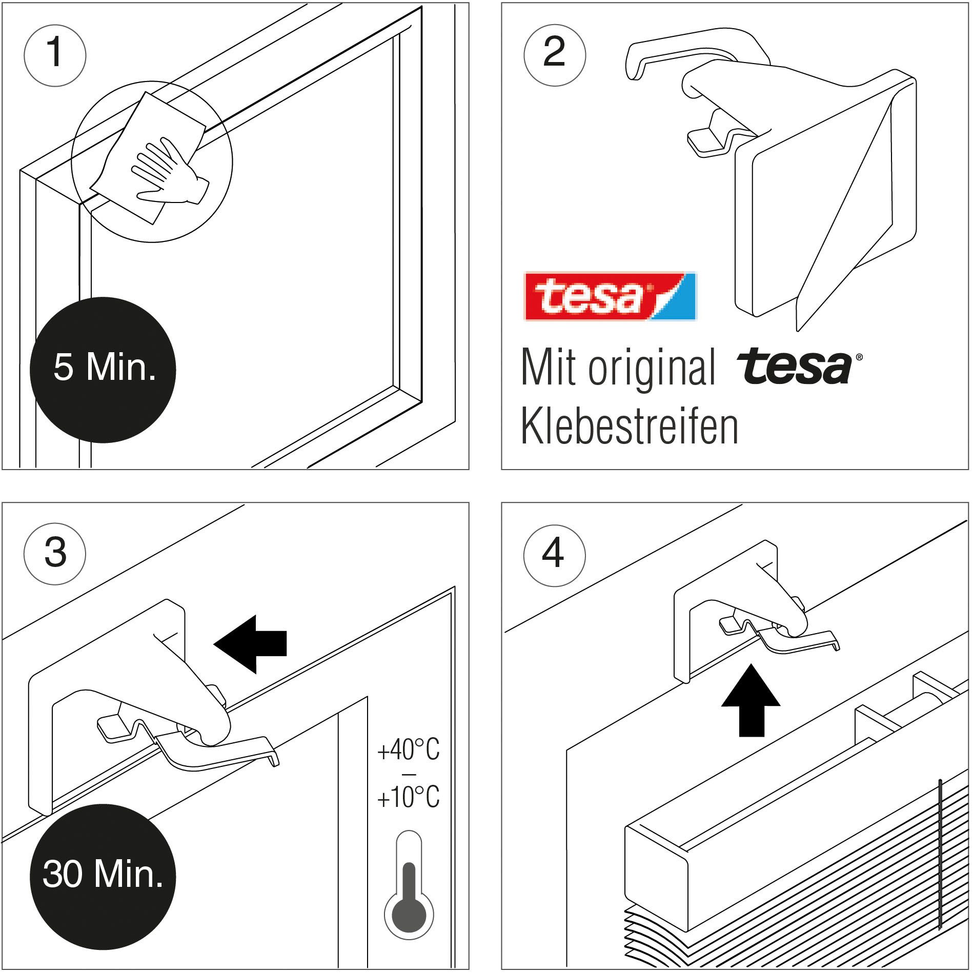 GARDINIA Sichtschutzbefestigung Klebeträger-Set, für Aluminium-Jalousien
