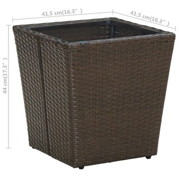 furnicato Gartentisch Beistelltisch Braun 41,5x41,5x44 cm Poly Rattan und Hartglas