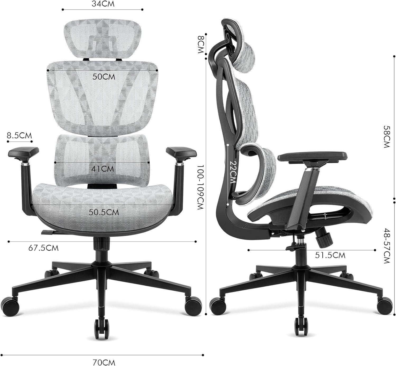 Ferghana Gaming Mesh Chair, Ergonomisch,Schreibtischstuhl Armlehnen Verstellbarer aus mit 3D