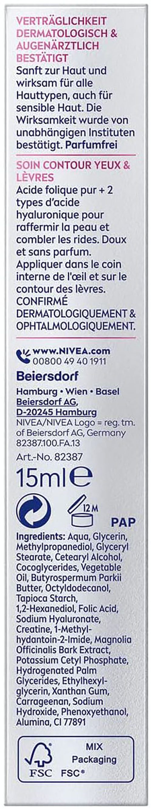 Nivea Anti-Aging-Creme CELLULAR EXPERT FILLER AUGEN & LIPPEN KONTURPFLEGE, für eine gestraffte Augen- und Lippenkontur