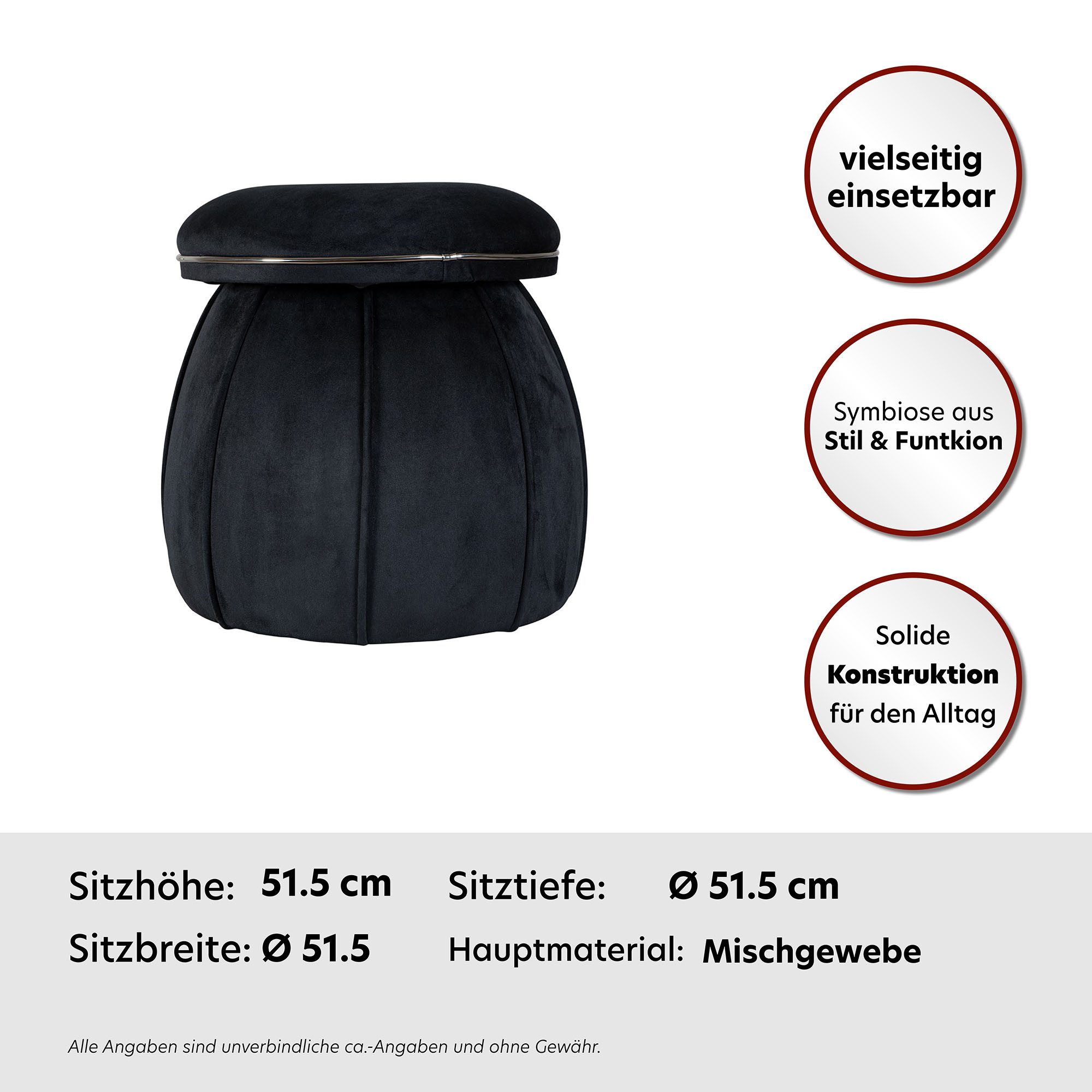 Kayoom Sitzhocker Hocker Corin,extravagante Form,stilvolle Farben,elegant gesteppter Fuß (1 St), komfortabel, hochqualitativ, pflegeleicht, sorgfältig verarbeitet
