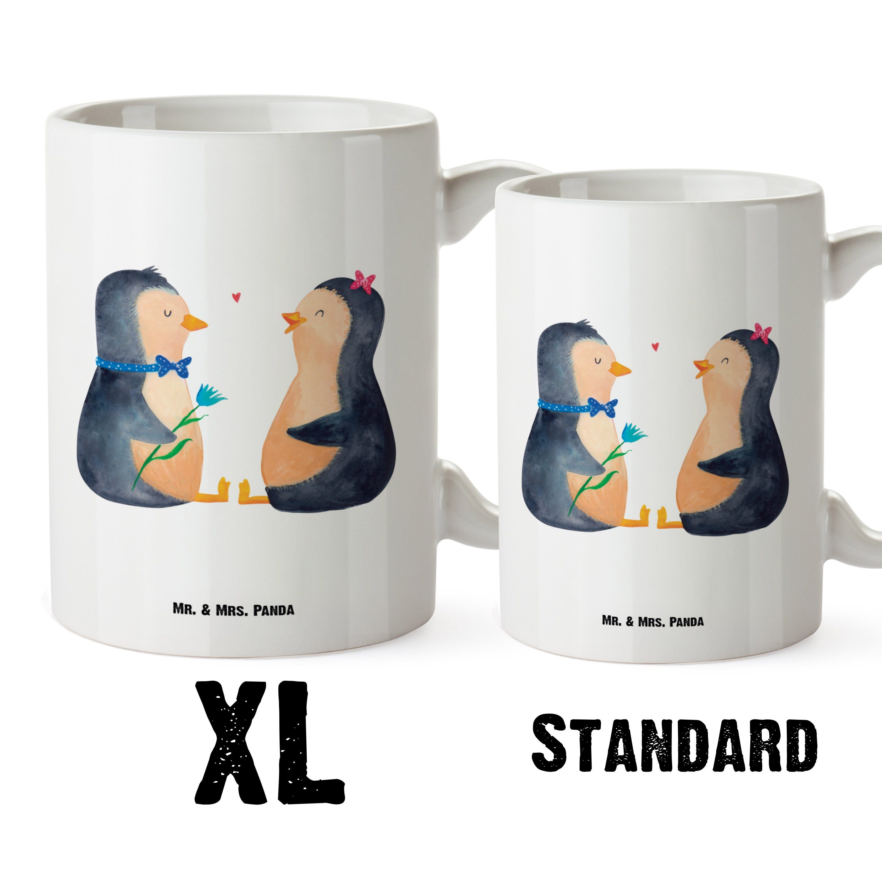& Keramik Panda verknallt, Mrs. - Pinguin Tasse, XL Geschenk, Mr. - XL, XL Tasse Tasse Pärchen Weiß Jahrestag,