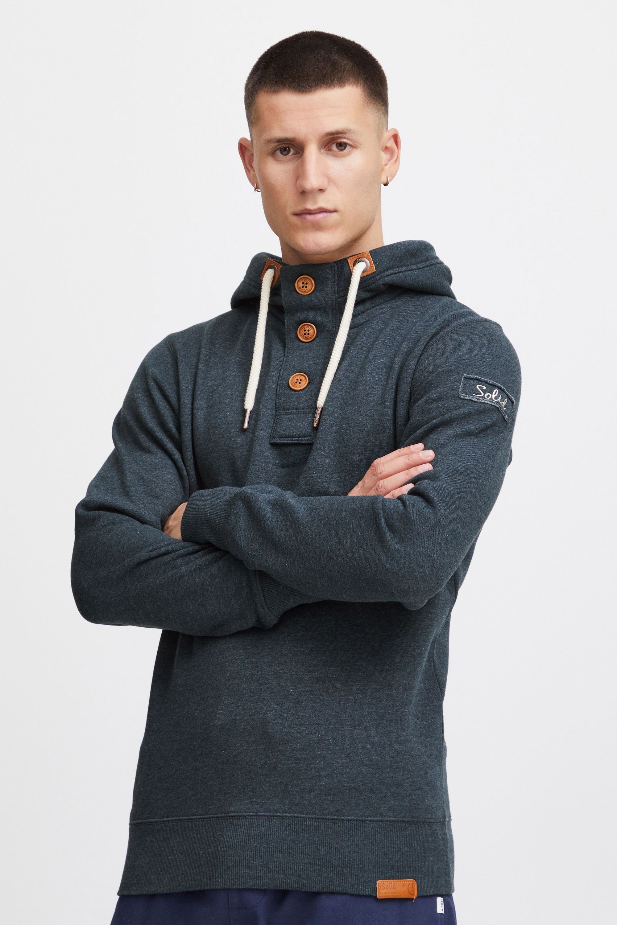 !Solid Hoodie SDTripStrip Kapuzensweatshirt mit Knopfleiste Insignia Blue Melange (8991)