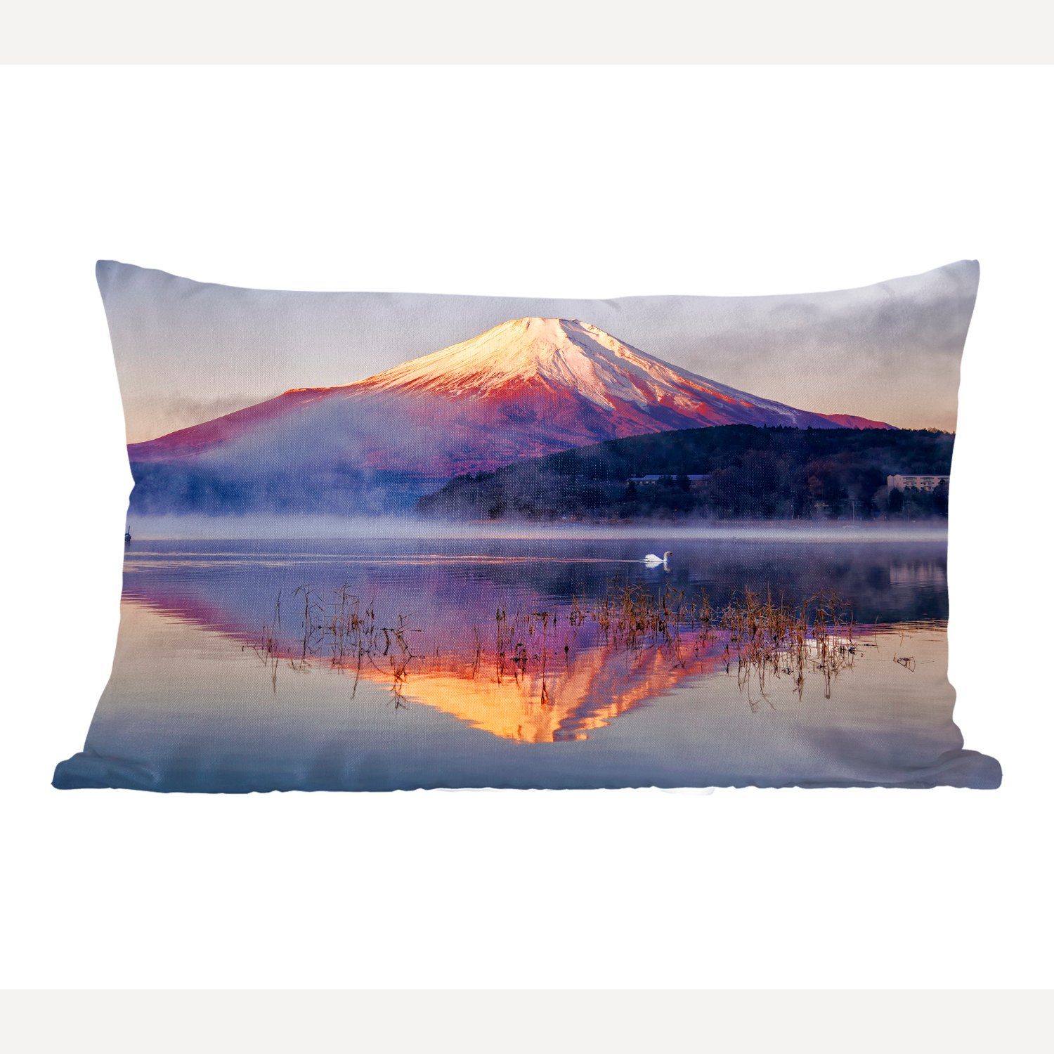 MuchoWow Dekokissen Der Berg Fuji vom Yamanaka-See im asiatischen Japan, Wohzimmer Dekoration, Zierkissen, Dekokissen mit Füllung, Schlafzimmer