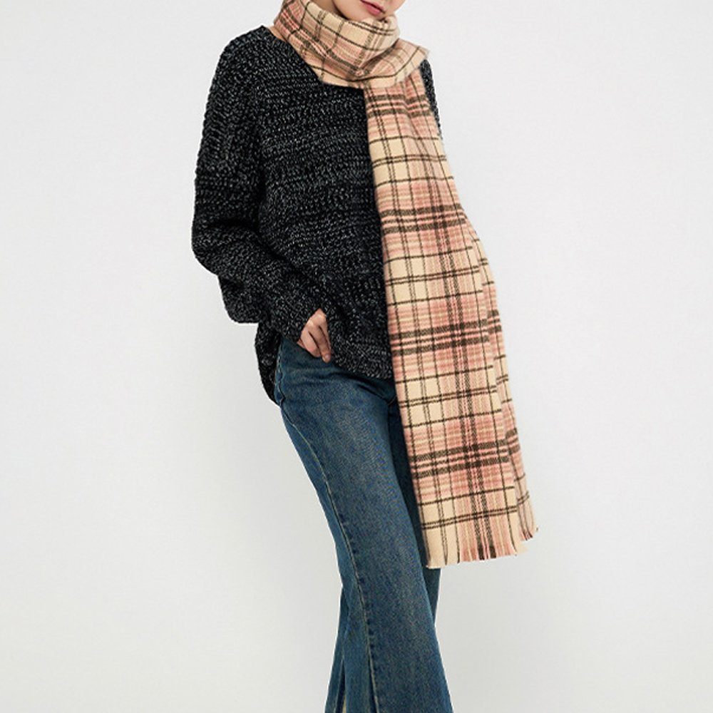 Deckenschal Modeschal Rosa 206*40cm den für Karierter ManKle Winter,weich warmer