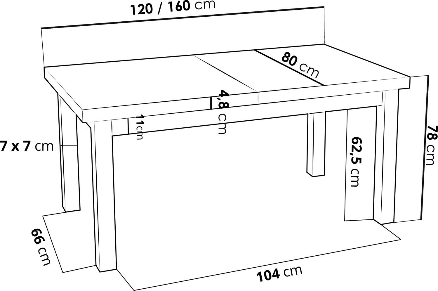 WFL GROUP Esstisch Avena ausziehbar rechteckig modern mit weißen Holzbeinen (MADE IN EU, 5 Gr. – 120/140/160/170/200 cm ausziehbar auf 160/180/210/250/300 cm), platzsparender Tisch in Holzoptik für Küche, Esszimmer oder Wohnzimmer