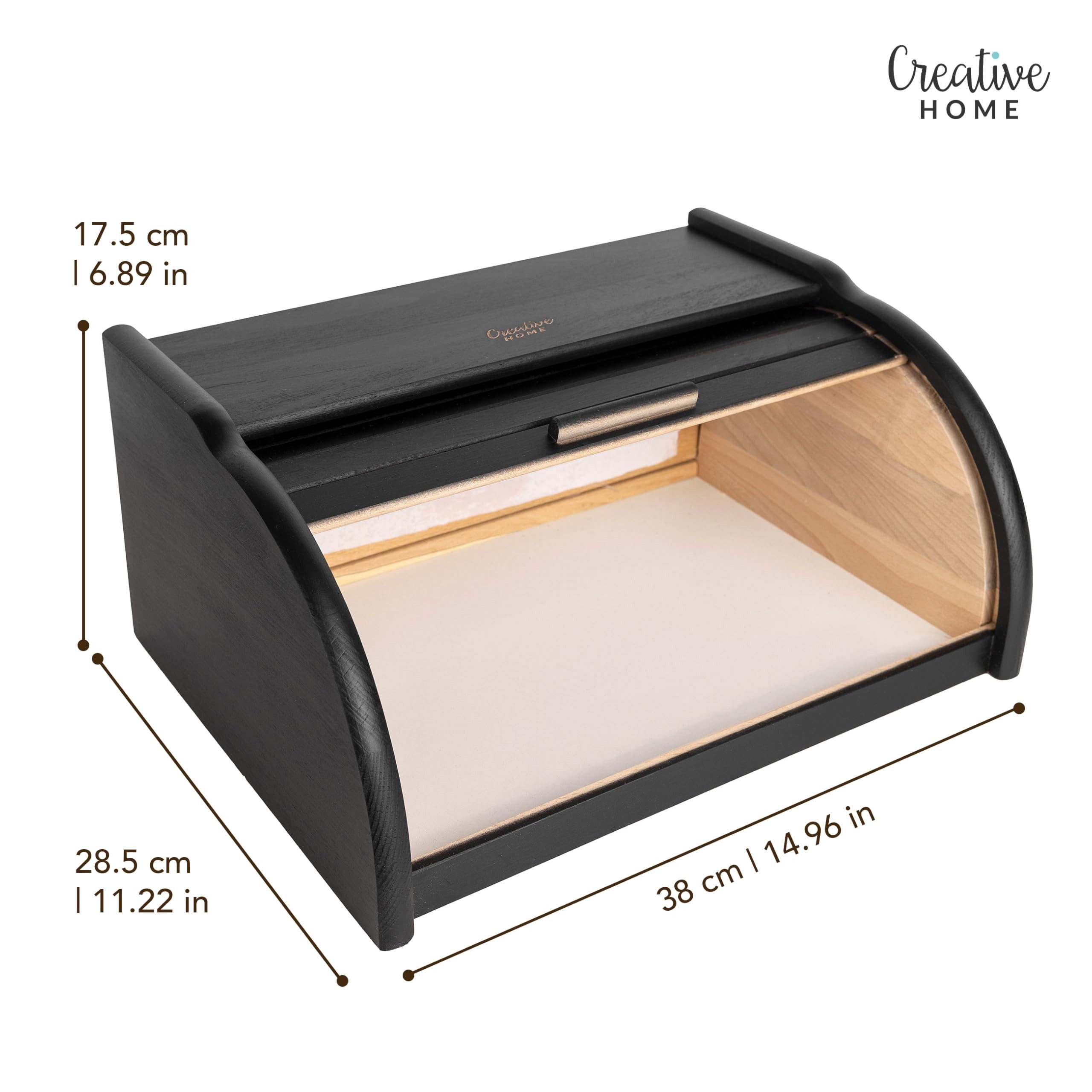 Creative Home Brotschneidebrett Holz 38 x 28,5 x 17,5 cm Brotkiste mit Rolldeckel