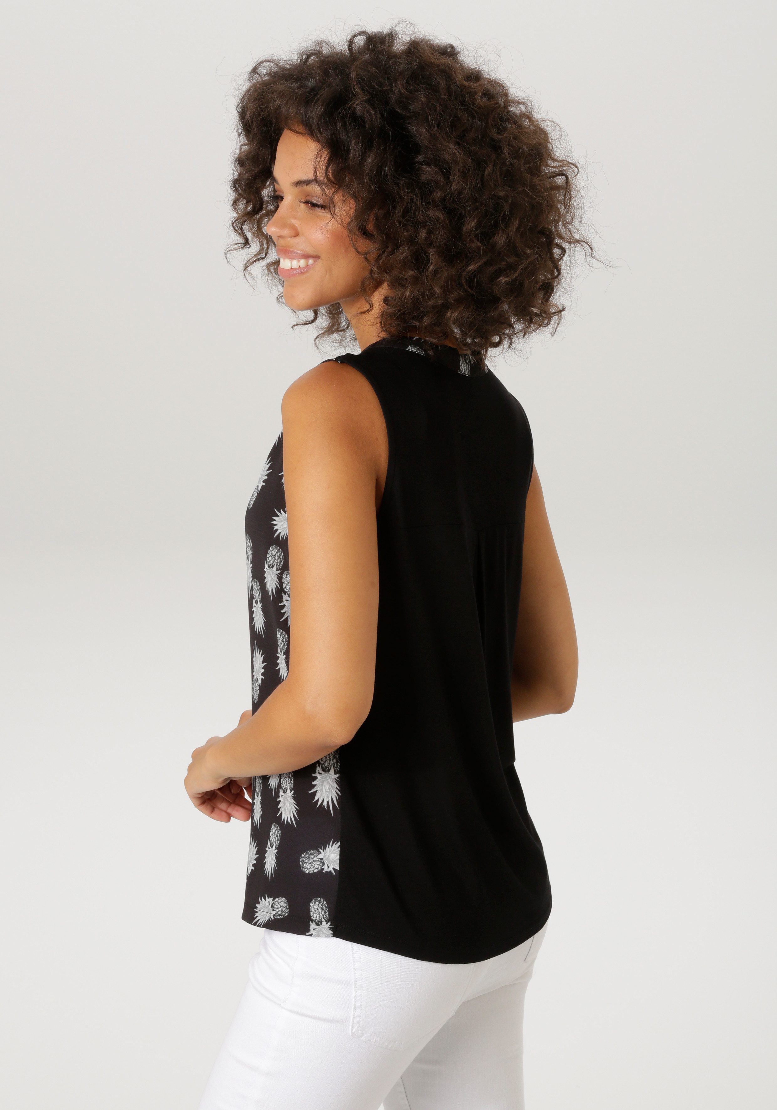 Aniston CASUAL Blusentop mit Ananas-Druck - jedes Teil ein Unikat - NEUE KO günstig online kaufen