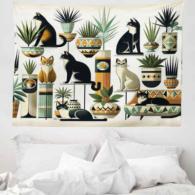 Wandteppich aus Weiches Mikrofaser Stoff Für das Wohn und Schlafzimmer, Abakuhaus, rechteckig, Katze Boho Ethno Kätzchen