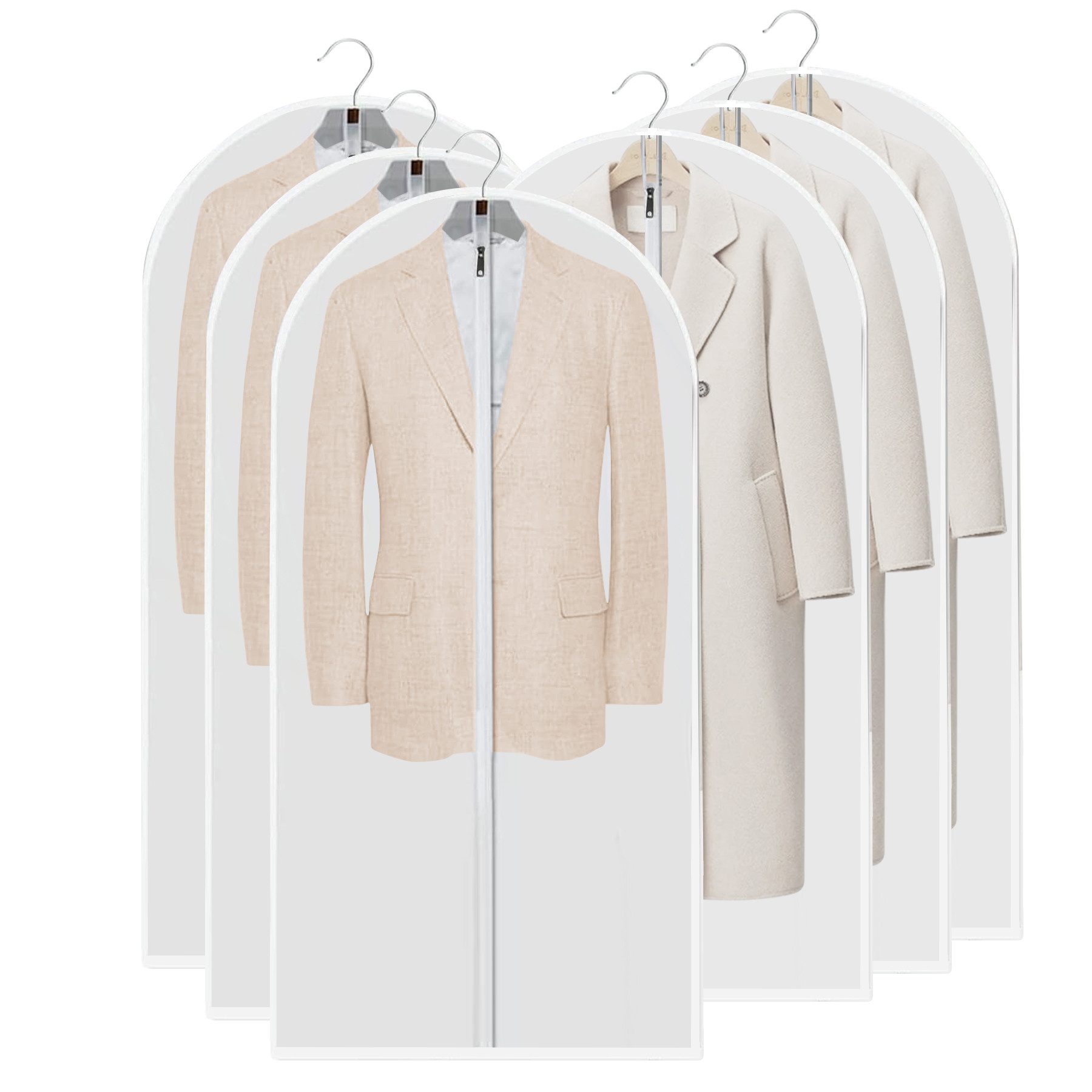 Mutig Kleidersack Kleidersacke 6 Stück Kleidersacke Anzug 60x140cm Atmungsaktiver Stoff (Durchscheinende Anzugtasche, Kleidersäcke, wasserdicht, Kleiderschutzhüllen für Mäntel, Kleider und Abendkleider) Sakkos, Hemden, Anzugsack zur Aufbewahrung, Kleiderhülle