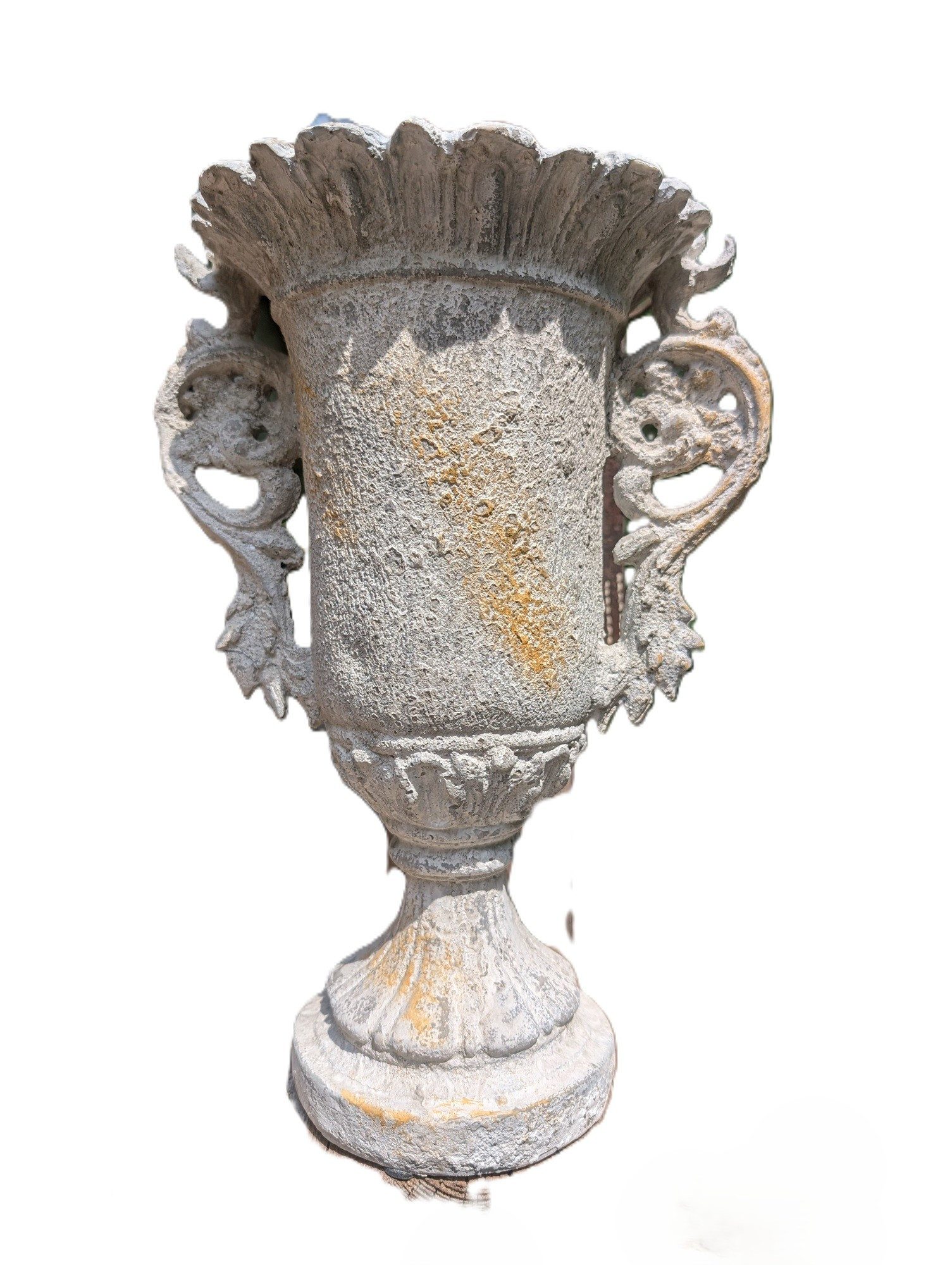 Exner GmbH Garten- & Wohnaccessoires Dekovase Vase Amphore Polyresin antik Patina weiß Barock Griffe, vintage Deko shabby chic