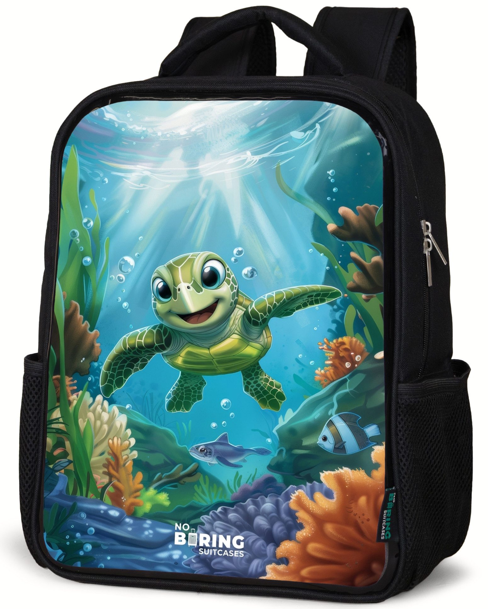 Rucksack Schildkröte in bunter Unterwasserwelt