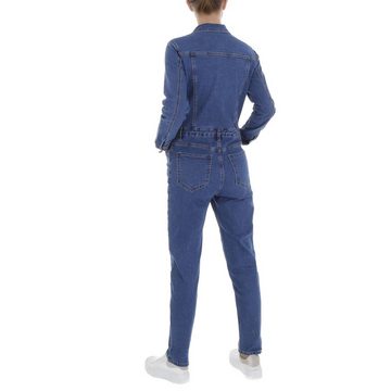 Ital-Design Jumpsuit Damen Freizeit Stretch Langer Jumpsuit in Blau