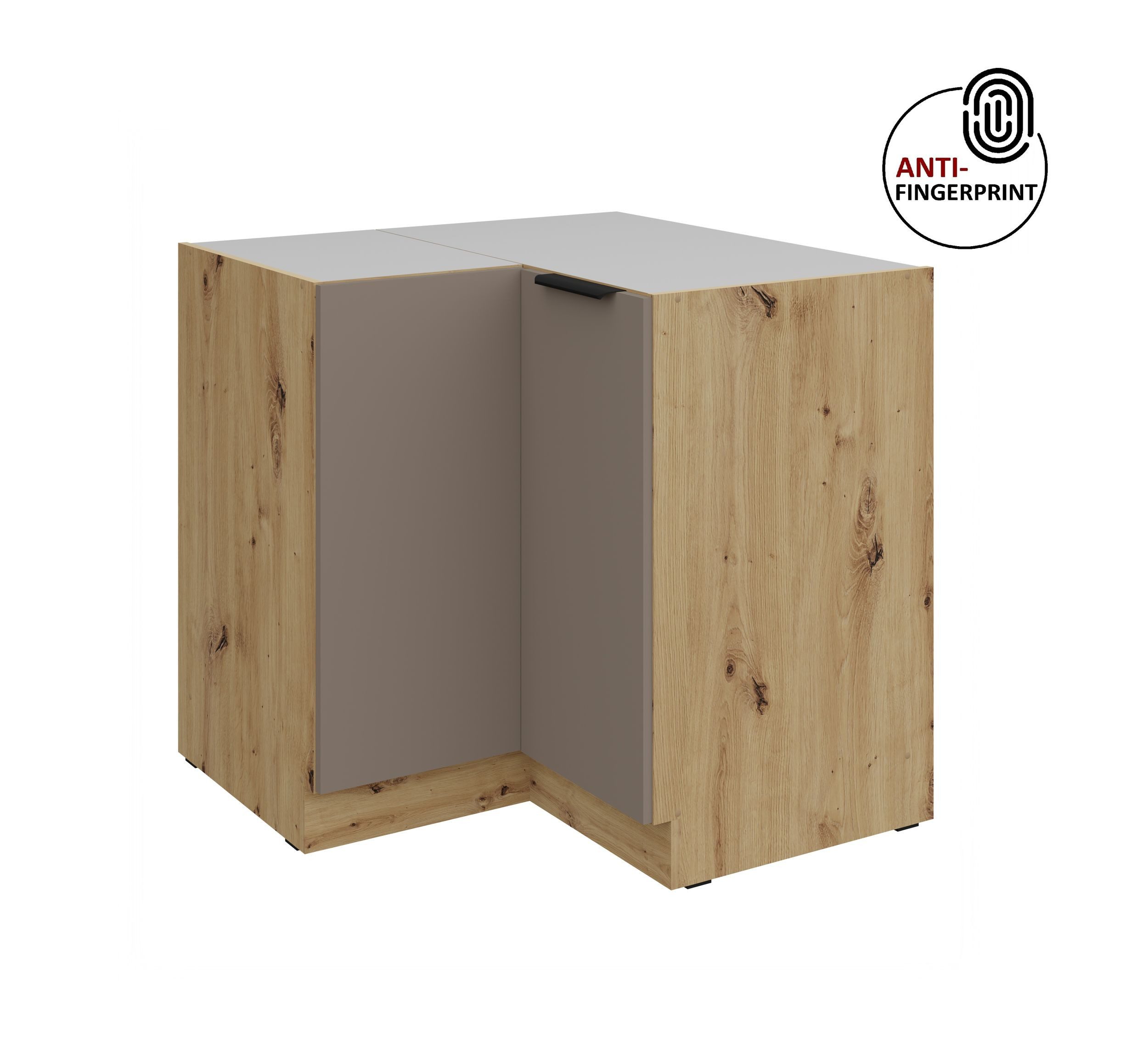 Küchen-Preisbombe Eckunterschrank 90x90 cm Küche ARIA Sandgrau ultra matt Anti Fingerprint Küchenzeile