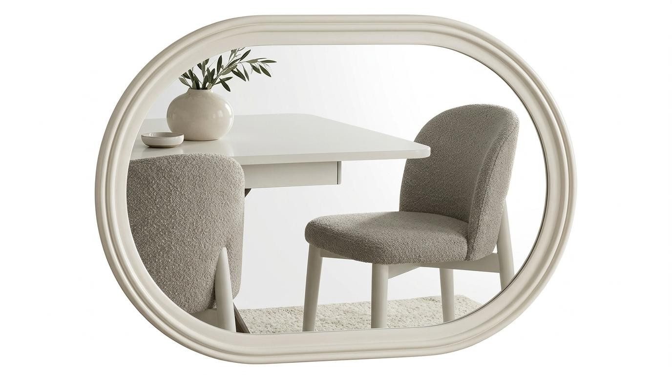 Xlmoebel Wandspiegel Spiegel Stil modern weiß Wohnzimmer praktisch bequem Oval (1-tlg)