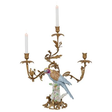 Aubaho Kerzenständer Kerzenständer Vogel Papagei Kerzenhalter Porzellan Bronze Antik-Stil 6