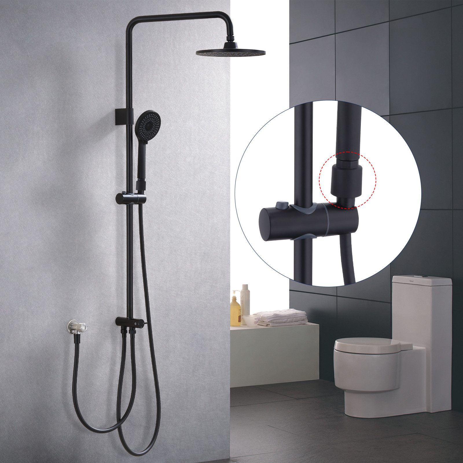 HOMELODY Duschsystem Regendusche Duschsystem ohne Armatur mit Filter, Schwa günstig online kaufen