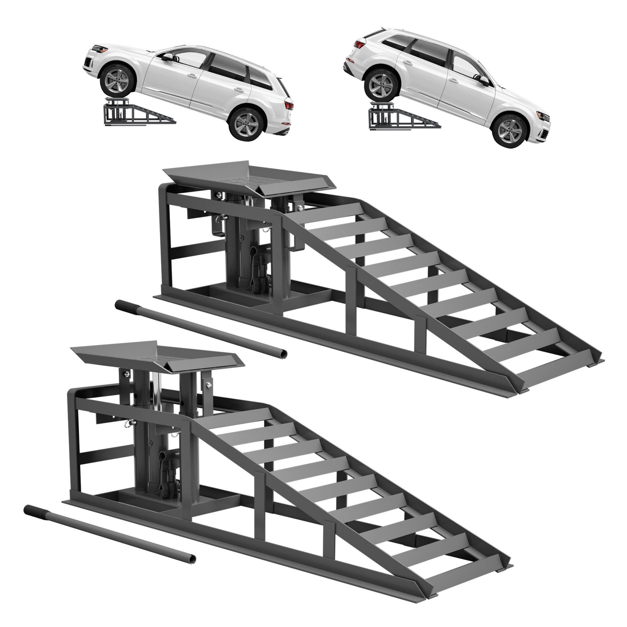 Blossom Auffahrrampe Auffahrrampen 2er-Set für PKW höhenverstellbar 290–397 mm 2t Tragkraft (2-St), hydraulisch, Hebebühne für Auto & Kfz