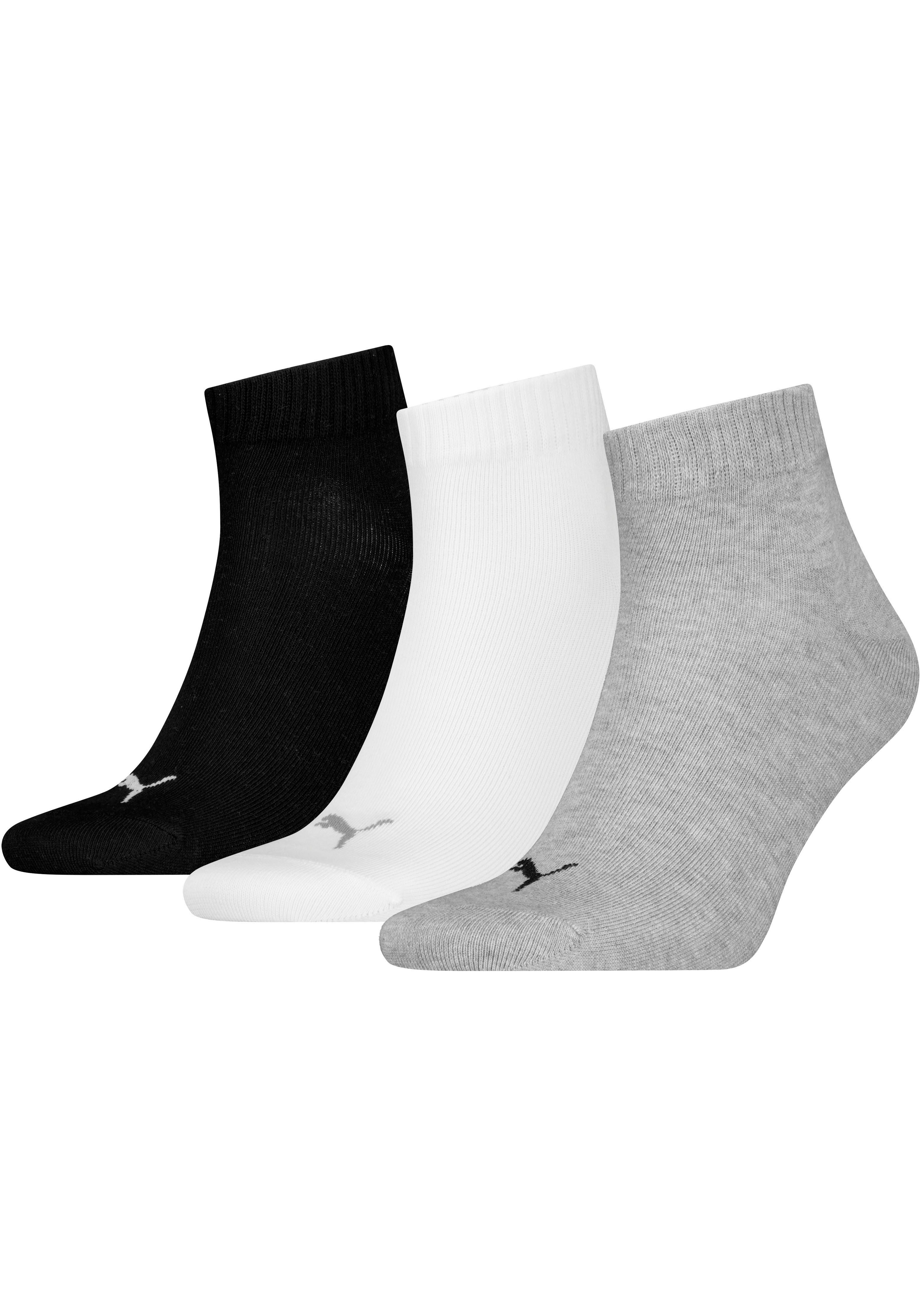 PUMA Kurzsocken PUMA UNISEX QUARTER PLAIN 3P (3-Paar, 3 Paar) Atmungsaktiv, Rippenbündchen, weiche Baumwollmischung