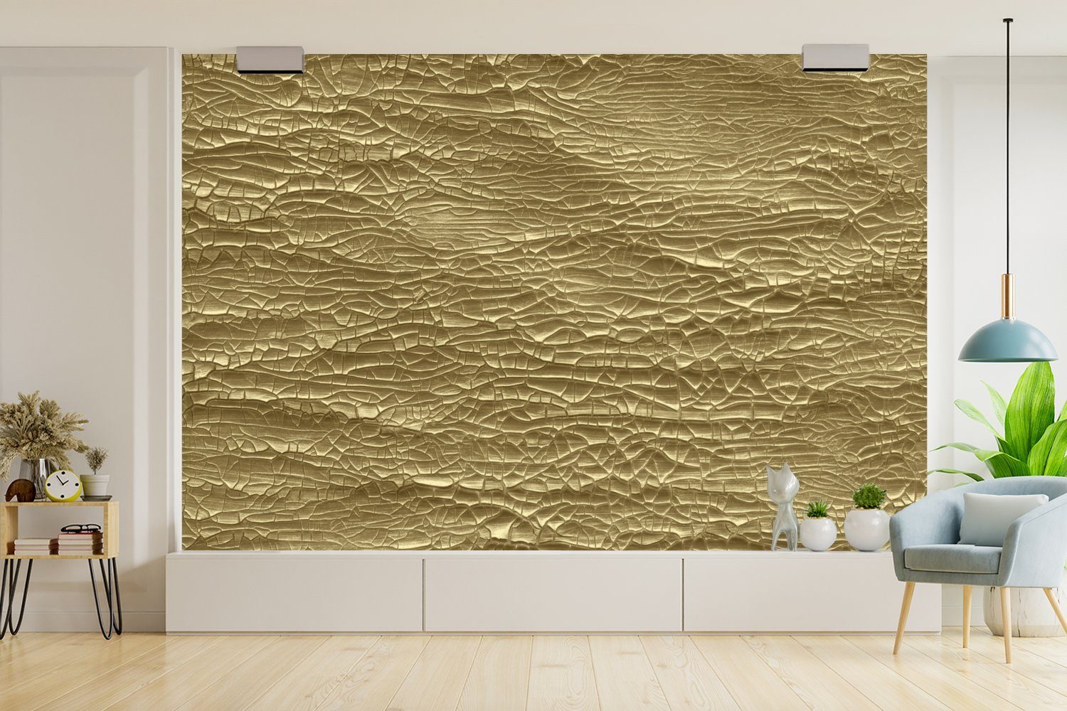 MuchoWow Fototapete Gold Struktur Matt, Vinyl Schlafzimmer, Wallpaper (6 St), - bedruckt, Tapete für Luxus, Kinderzimmer, - Wohnzimmer