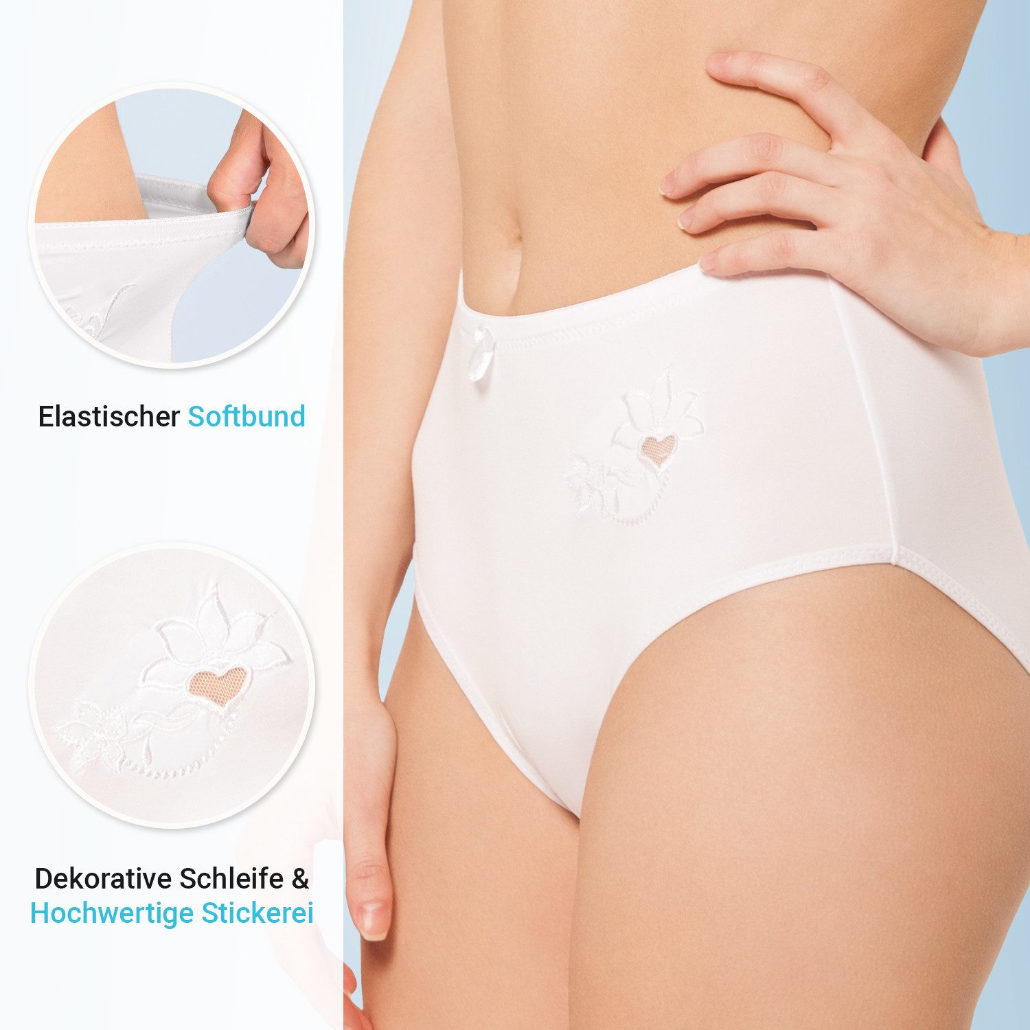 celodoro Slip Damen Taillenslip (6er Pack) Microfaser-Slip mit Stickerei