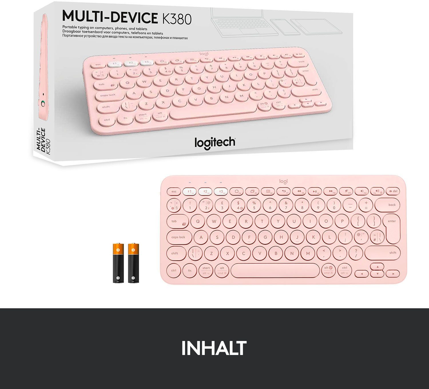 Rose Logitech Wireless-Tastatur MULTI-DEVICE K380