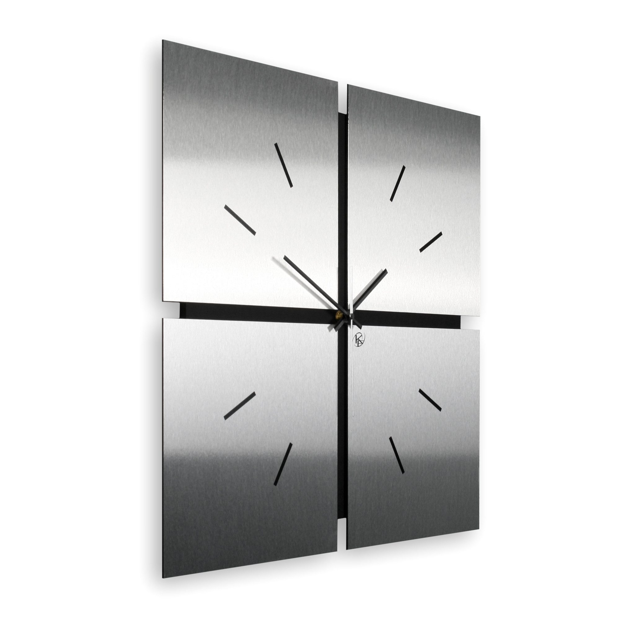 Kreative Feder Wanduhr Große Designer-WANDUHR „Silver Squares“ in modernem günstig online kaufen